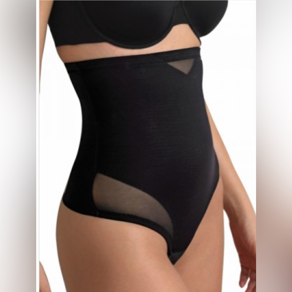 NEW TC Sheer Shaping High Waist Black Thong Womens Small